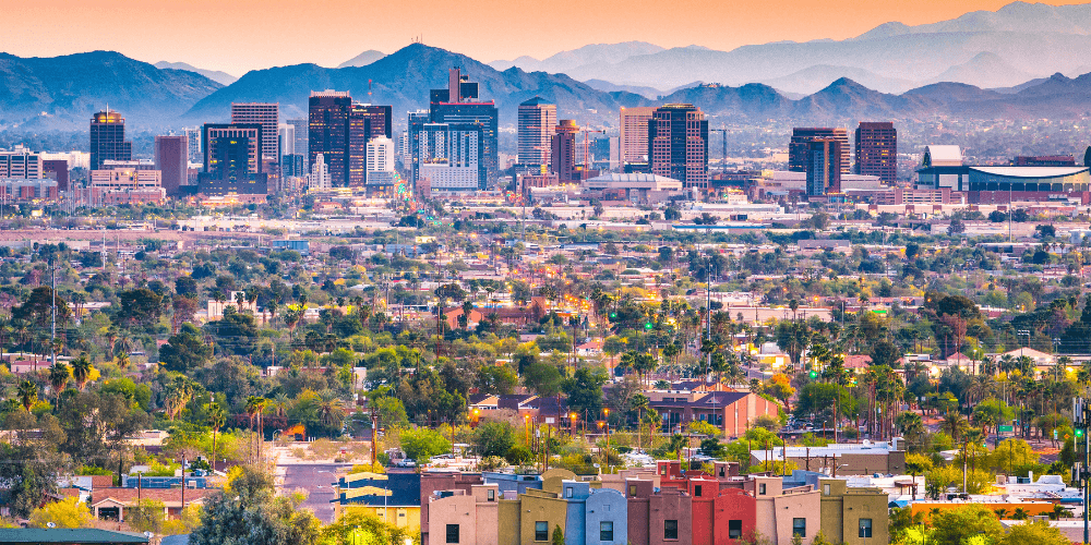 The cityscape of Phoenix where you can find drug treatment centers in Arizona